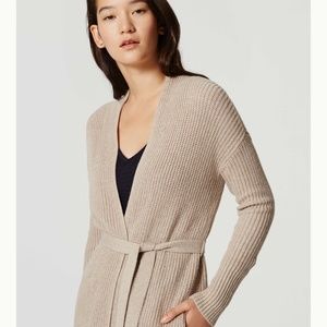 LOFT: BELTED RIBBED CARDIGAN